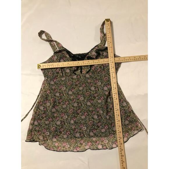 BCX Y2K ditsy floral lace ruffle trim babydoll top Sz Lg Fairy grunge whimsigoth - Picture 2 of 13